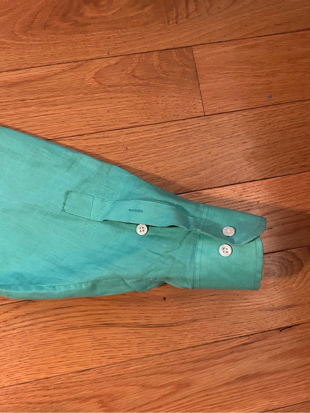 Men’s Teal Magee 1866 button-up Benbaun shirt 100% Irish Linen sizeL - Picture 5 of 6